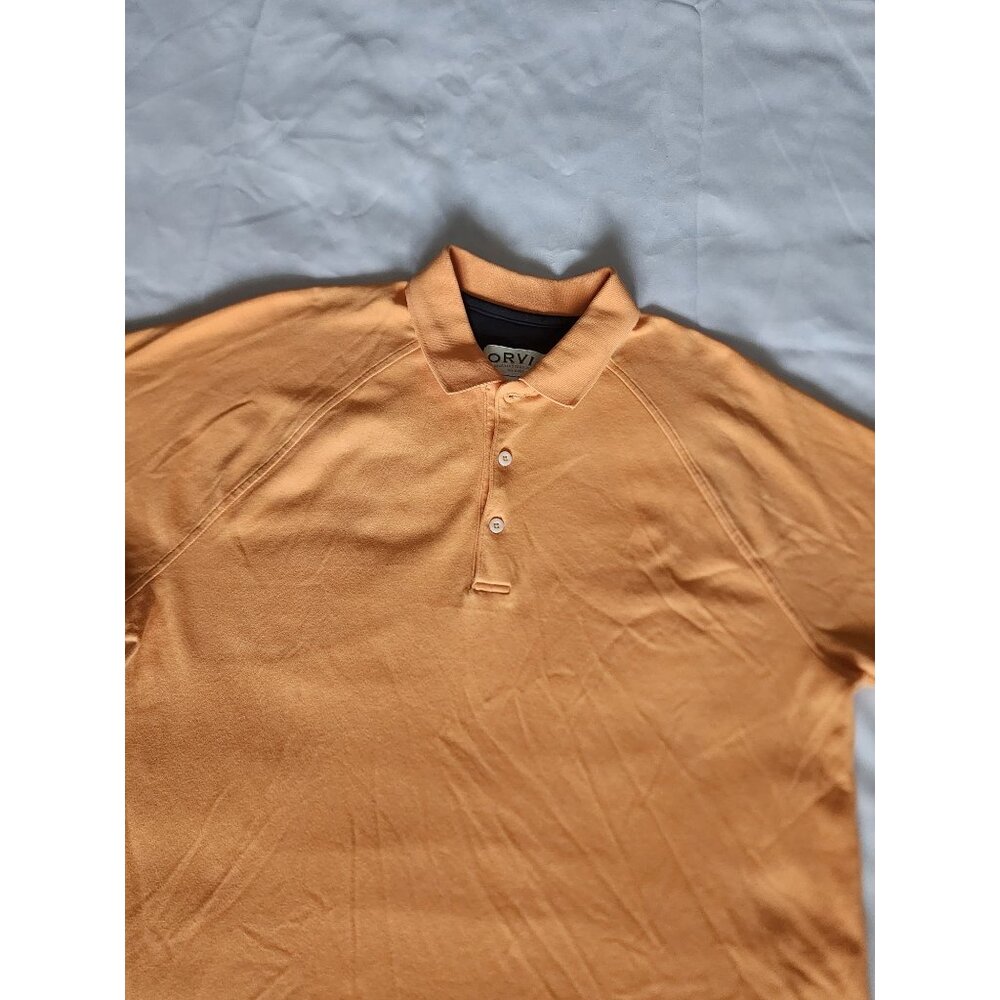 ORVIS Men's Orange Three-Button Placket Short-Sleeve Golf Polo Shirt Size Large - Picture 6 of 10